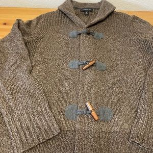 Banana Republic Men's Wool Cowl Neck Full Zip Toggle Sweater Size Small